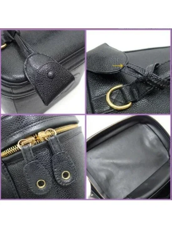 Chanel Vanity 2-Way Bag Caviar Leather Black Gold 7 Digits - Picture 6 of 10